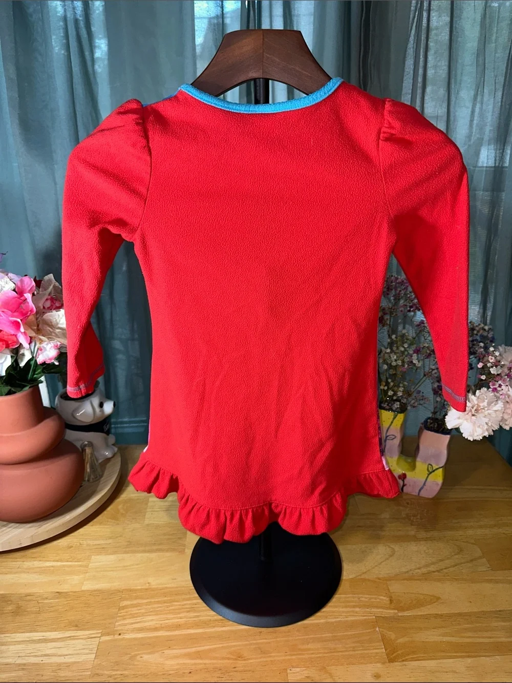 Girls' Red & Blue Cat Graphic Holiday Nightgown